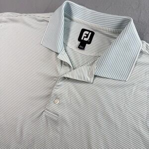 FootJoy Polo Shirt Mens XL Mint Green Striped Performance Golf Tee Moisture Wick